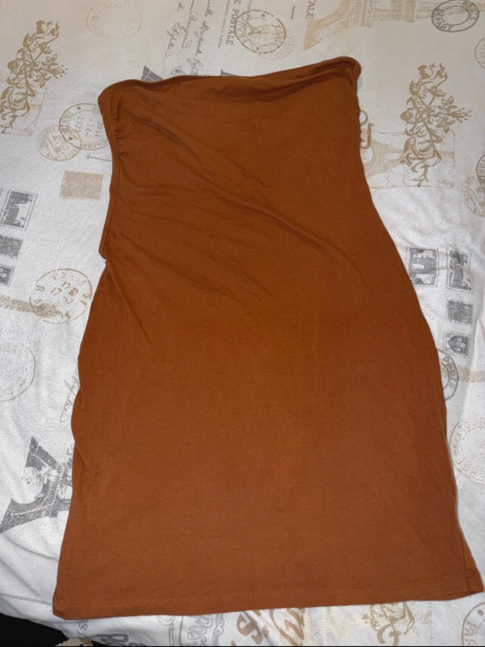 Rust Brown Strapless Tube Dress